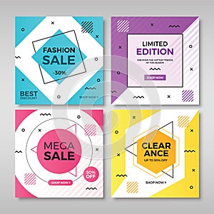 Set of modern promotion square banners Vol.3