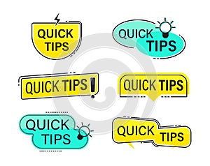 Set of modern quick tips banner