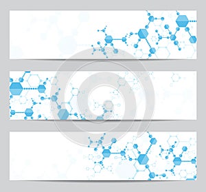 Set of modern scientific banners.