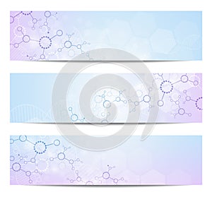 Set of modern scientific banners.