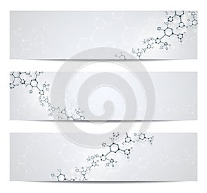 Set of modern scientific banners.