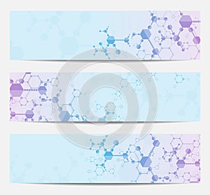Set of modern scientific banners.