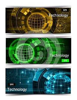 Set of modern scientific banners