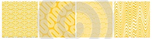 Set of Modern Seamless Patterns in Asian Japan and Chinese Style. Illustration of Pasta and Noodles. Vector Food