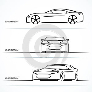 Set of modern sports car outlines