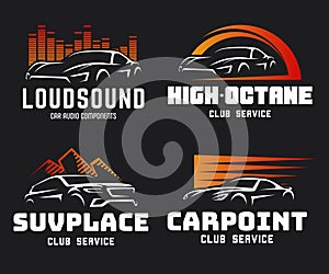 Set of modern sports car and SUV logo and emblems.