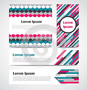 Set of modern striped abstract poster, banners, cards template.