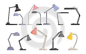 Set of Modern Table Transforming Lamps for Work and Room Illumination. Desk Bulbs, Electric Supplies for Home Decor