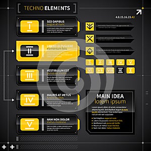 Set of modern techno banners and elements.