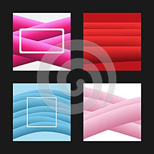 Set of modern templates for design of square backgrounds, banners, cards, covers, stickers, headers.