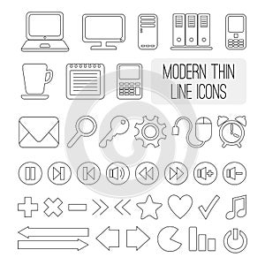 Set of modern thin line icons for web, vector
