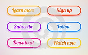 Set of modern ui buttons. User interface template.