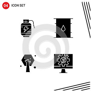 Set of Modern UI Icons Symbols Signs for acumulator, earth day, charg, cylinder, green