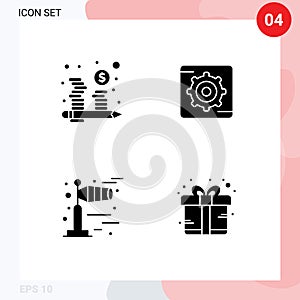 Set of Modern UI Icons Symbols Signs for budget, cold, management, box, bonus photo