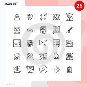Set of 25 Modern UI Icons Symbols Signs for confect, customer, head, business, shopping photo