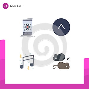 Set of 4 Commercial Flat Icons pack for data, fun, research, circle, note