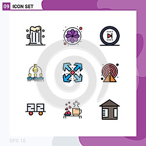 Set of 9 Modern UI Icons Symbols Signs for enlarge, scientist, office, experiment, lab