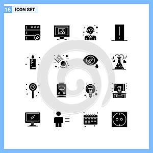 Set of 16 Modern UI Icons Symbols Signs for holiday, candle, logistic, light mete, electronics photo