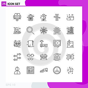 Set of 25 Modern UI Icons Symbols Signs for medical, adn, list, spring, flower photo