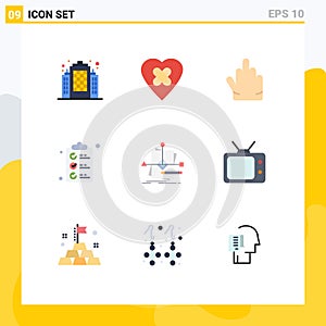Set of 9 Modern UI Icons Symbols Signs for plan, foretelling, high five, business, mark photo