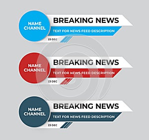 Set of modern vector lower third screen for titles and captions