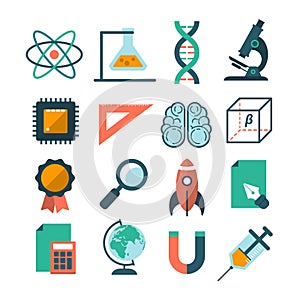 Set of modern vector science icons