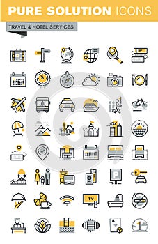 Set of modern vector thin line travel icons