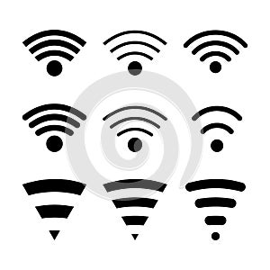 Set of modern wireless connection icons