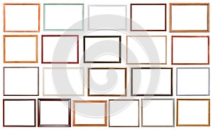 Set of modern wooden picture frames isolated