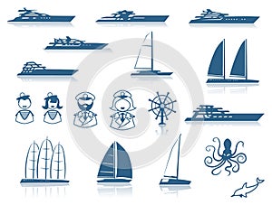 Set of Modern Yacht Silhouettes