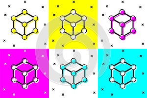 Set Molecule icon isolated on color background. Structure of molecules in chemistry, science teachers innovative