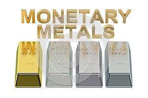 Set of monetary metals ingots