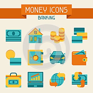 Set of money and banking icons