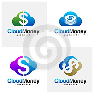Set of Money Cloud Logo Design Vector concept. Cloud Money Logo Template. Icon Symbol. Illustration