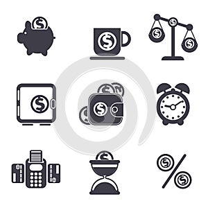 Set of money, finance, banking icons