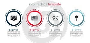 Set Monitor with location marker, Infographic of city map navigation, Route and Road traffic sign. Business infographic