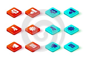 Set Monitor and mobile, UI UX design, Website statistic, Keyboard and Front end development icon. Vector