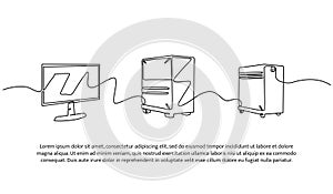 Set of monitors and cpu one line. Electronic tools