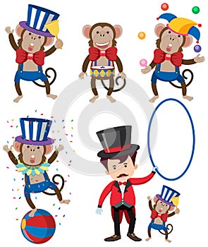 A set of monkey circus character