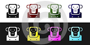 Set Monkey icon isolated on black and white background. Vector