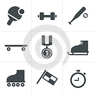 Set of monochromatic simple sports icons