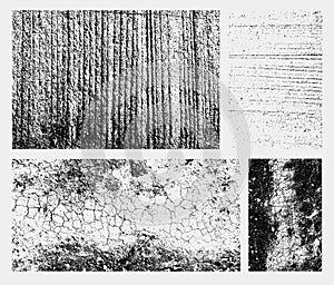 Set of monochrome black and white abstract vector grunge textures.