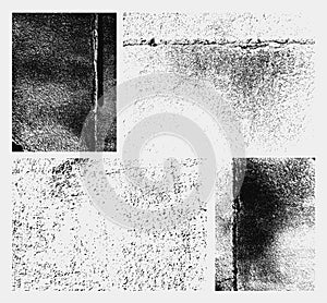 Set of monochrome black and white abstract vector grunge textures.