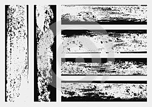 Set of monochrome black and white abstract vector grunge textures.