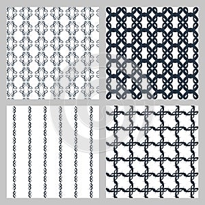 Set of 4 monochrome elegant seamless patterns