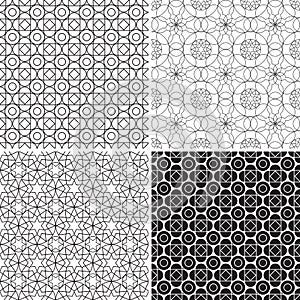 Set monochrome geometric patterns without background
