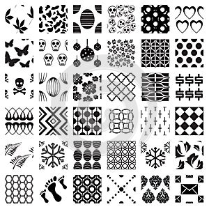 Set of monochrome geometric seamless patterns