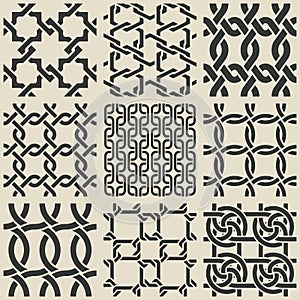 Set of monochrome geometric seamless patterns