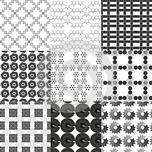 Set of monochrome geometrical patterns photo