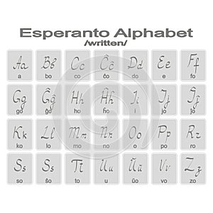 Set of monochrome icons with esperanto alphabet photo